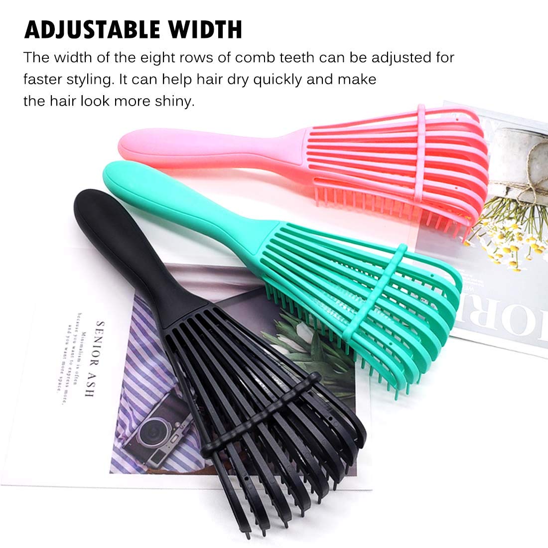 A.DASHER Detangling Brush for Afro America/African Hair Textured 3a to 4c, Knots Detangler Scalp Massage Comb for Women (Blue, 1 Count)