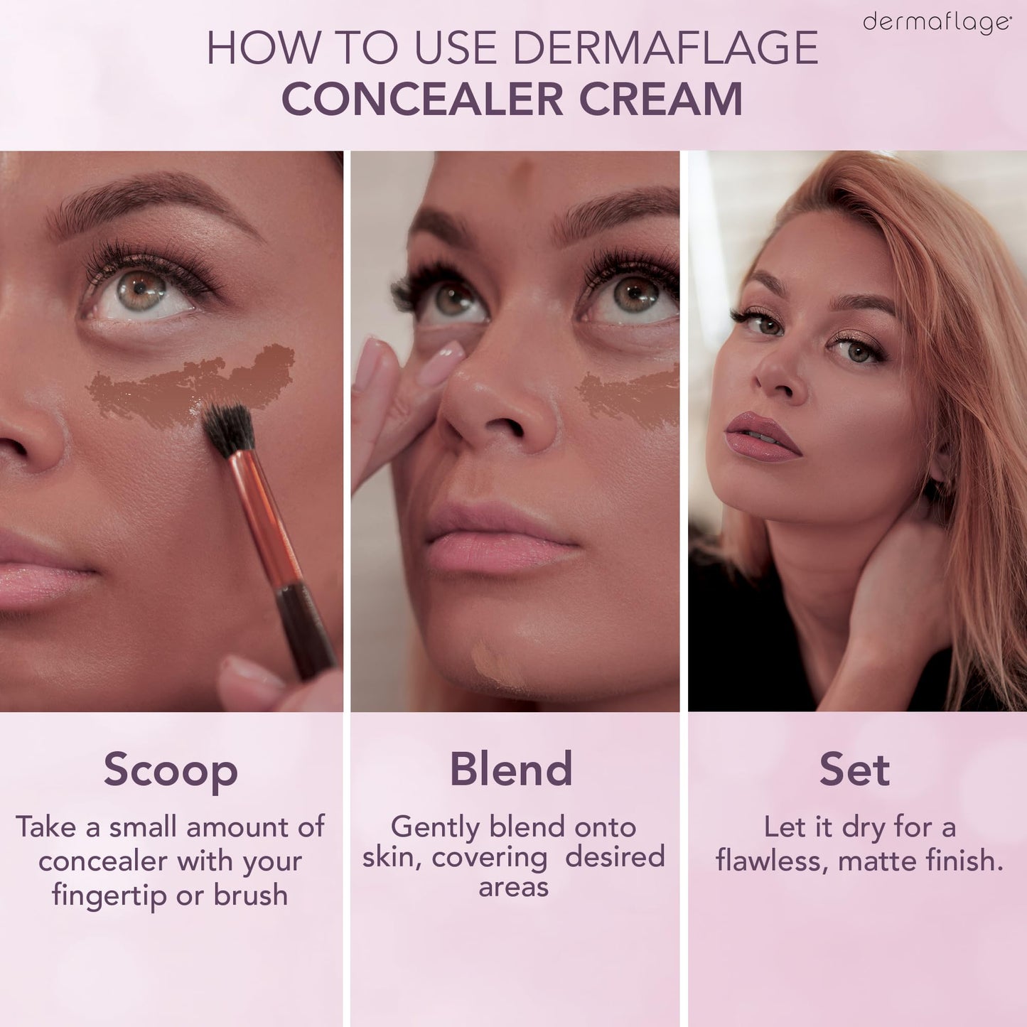 Waterproof Concealer Cream, Full Coverage Waterproof Makeup, Color Match Promise by Dermaflage, 6g/.2oz