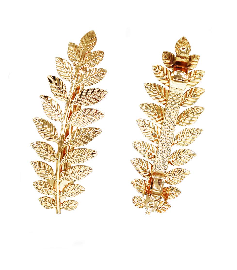 2 Pcs Toga Party Greek Goddess Costume - Gold Leaves Hair Barrettes