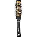 Diane Gold Thermal Ceramic Round Metal Brush with Heat-Resistant Nylon Bristles, 1" Diameter Barrel for Quick Drying and Volume, Black