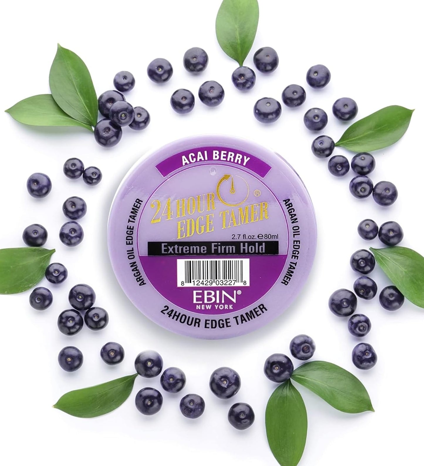 24 Hour Argan Oil Edge Tamer Refresh (8.25oz/ 250ml, Acai Berry) | Extreme Firm Hold, Smooths & Tames Frizz | No Flaking or Drying | High Shine, Long