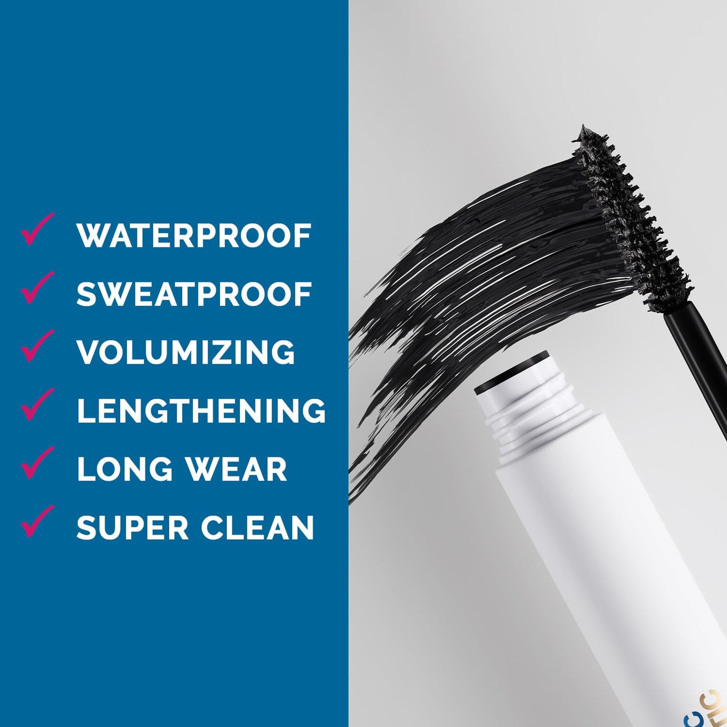 The G.O.A.T. Waterproof & Sweatproof Mascara - Made for Athletes, Sport-Ready, Long-Wear, Smudge-Proof, Volumizing, Lengthening, Vegan, Clean Mascara