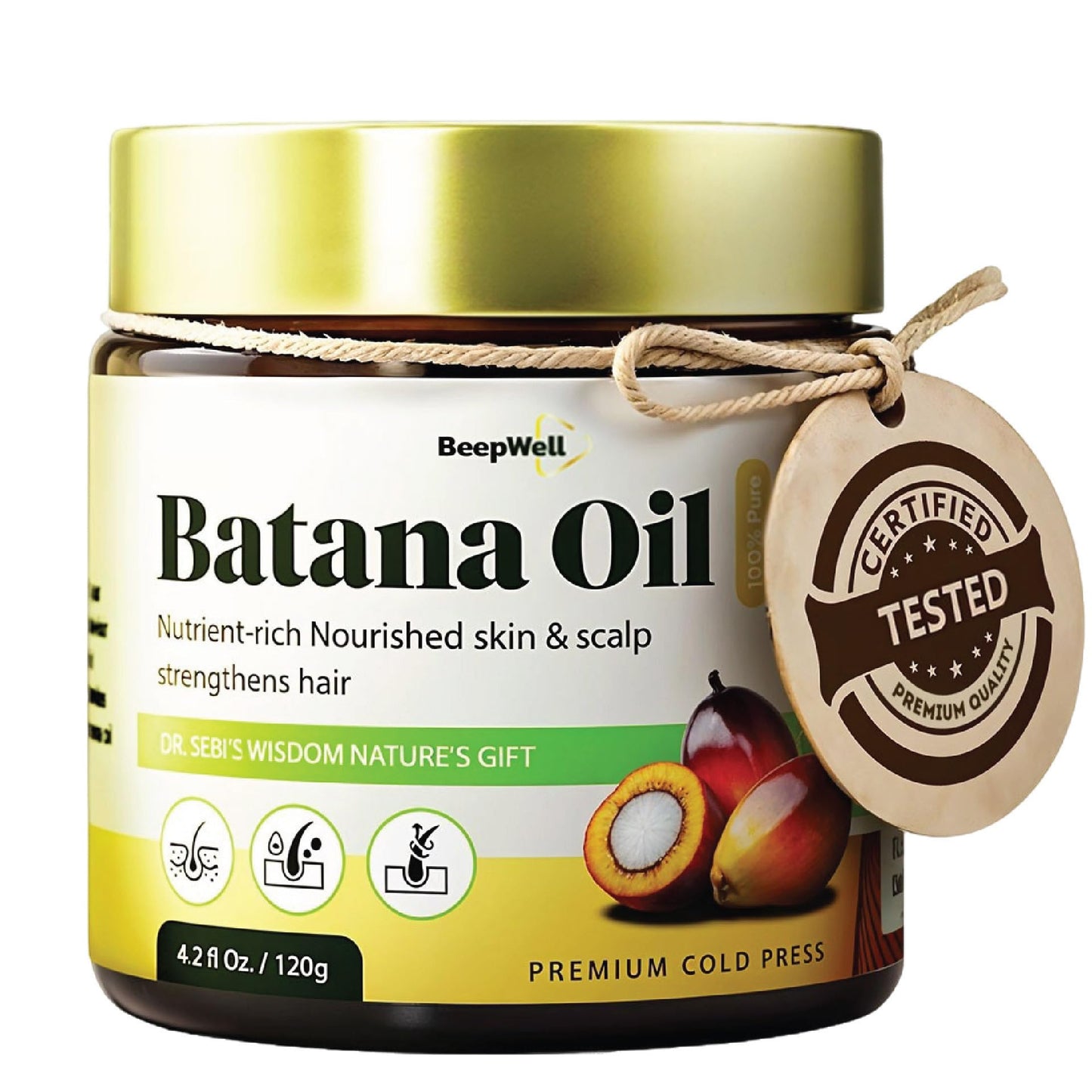 100% Natural Raw Batana Oil for Hair Growth, Unrefined & Organic Dr Sebi Hair Growth Oil From Honduras, Prevents Hair Loss, Eliminates Split Ends