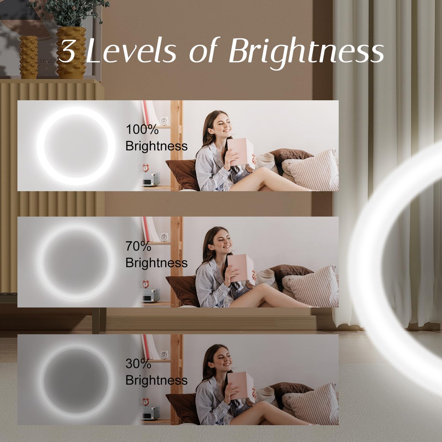 Kakuje Compact Mirror with Light, 1X/3X Magnification LED Pocket Mirror with USB Data Cable,Mini Mirror for Purse, Pocket,Travel and Present (Pink)