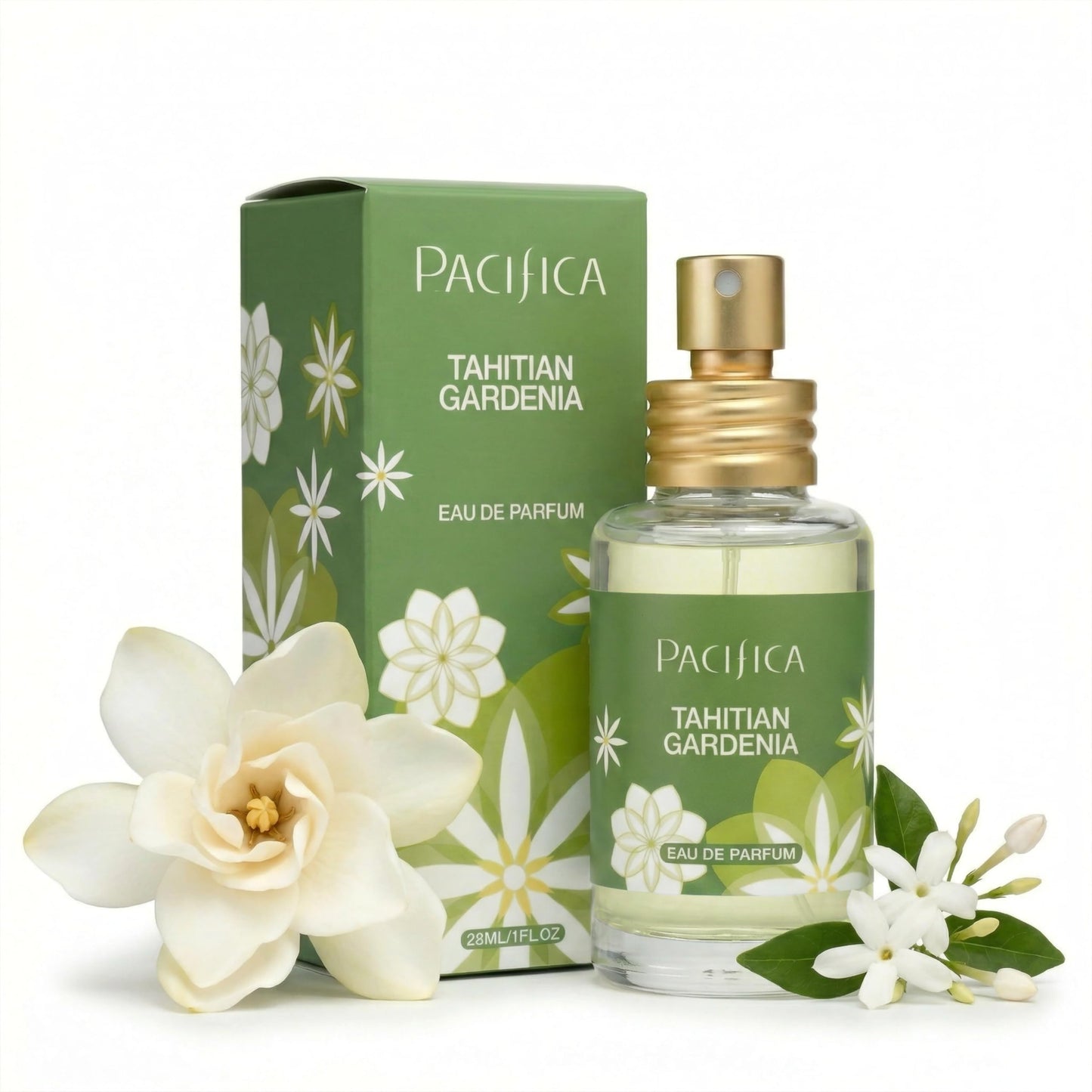 Pacifica Tahitian Gardenia Perfume Spray 1oz - Tropical Floral Fragrance with Gardenia Bloom, Jasmine & Sweet Orange, Warm Vanilla Coconut Notes, Vegan & Cruelty-Free Clean Perfume for Women
