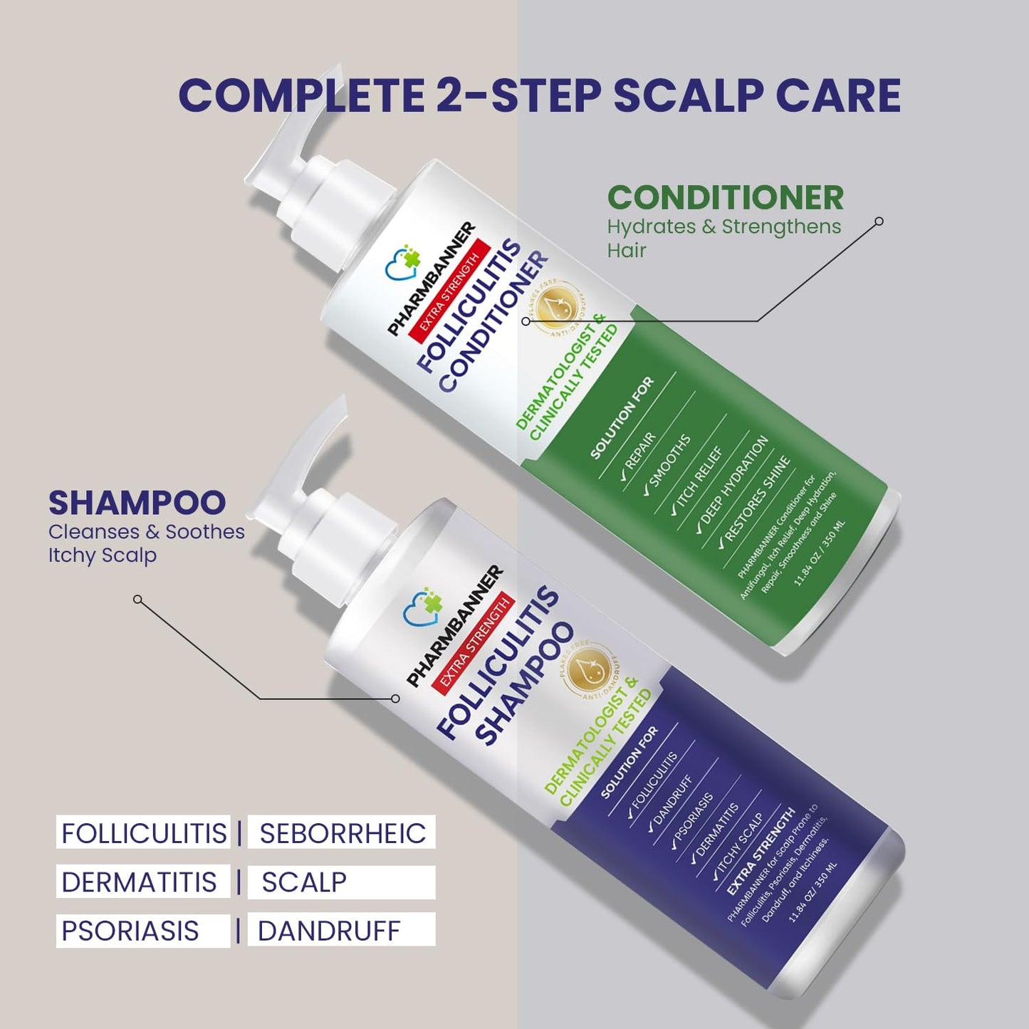 PHARMBANNER Anti-Fungal Shampoo and Conditioner Set - Tea Tree & Argan Oil for Folliculitis, Seborrheic Dermatitis, Scalp Psoriasis - Relieves Itchy Beauty and Personal Care PHARMBANNER