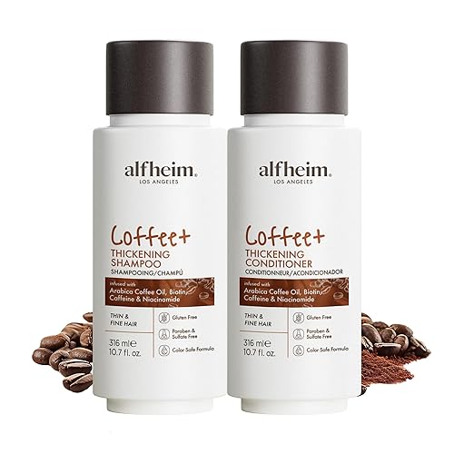 Coffee Thickening Shampoo & Conditioner Set - Caffeine & Plant Protein for Fuller, Volumized Hair - Sulfate-Free, Paraben-Free, Cruelty-Free - 10.7 oz