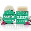 Viori Rosemary Shampoo Bar and Conditioner Set with Biotin - Rice Water Solid Hair Bars for Thinning Hair - Strengthening, Shine, Scalp Care - Plastic