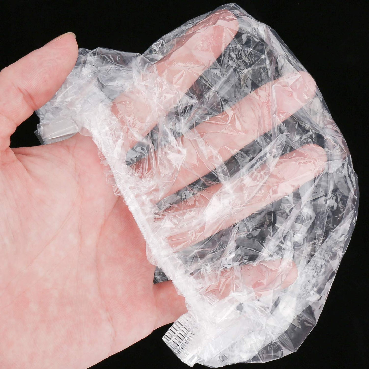 100pcs Shower Caps Disposable, Thicker and Larger Waterproof Clear Hair Bath Caps, Premium Plastic Hair Cap for Women, Spa, Hair Solon, Travel, Hotel