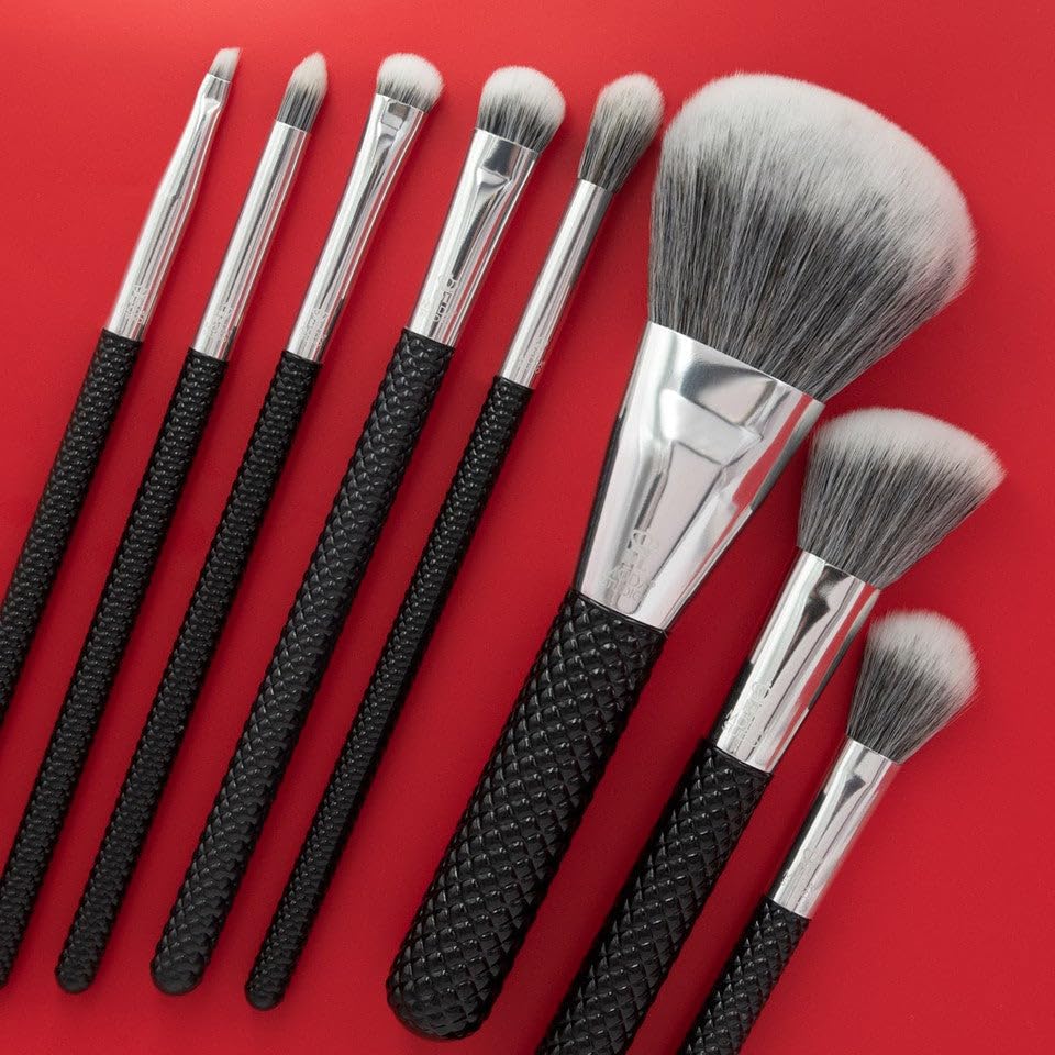 MODA Studio 8pc Pro Glam Makeup Brush Set, Includes - Powder, Contour, Glow, Shader, Crease, Smudger, Detail, and Brow Brushes