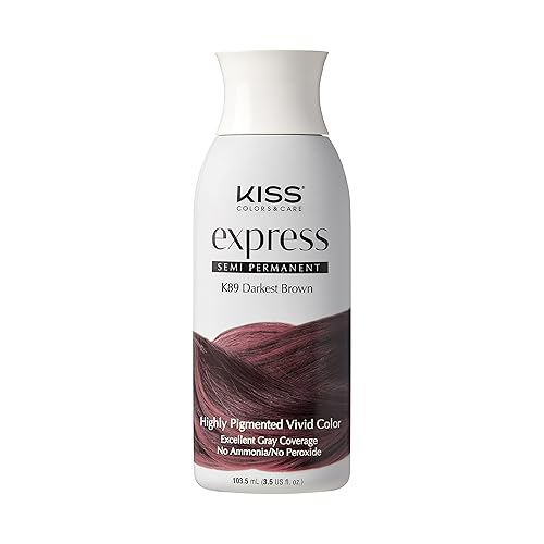Kiss Express Semi-Permanent Hair Color - Vivid, Highly Pigmented Dye for Vibrant Hair, Gentle Formula, Gray Coverage, pH Balanced,23 Intermixable