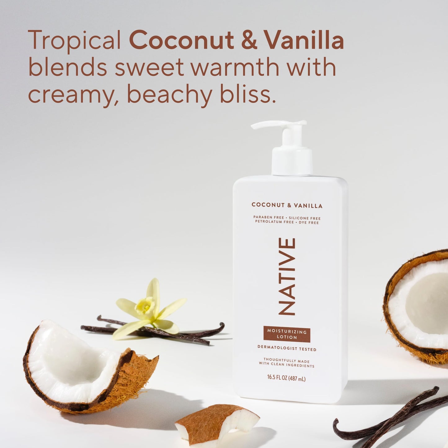 Native Body Lotion, Coconut & Vanilla, 48-Hour Hydration for Dry & Sensitive Skin, Made with Plant-Based Moisturizers like Shea Butter, Silicone