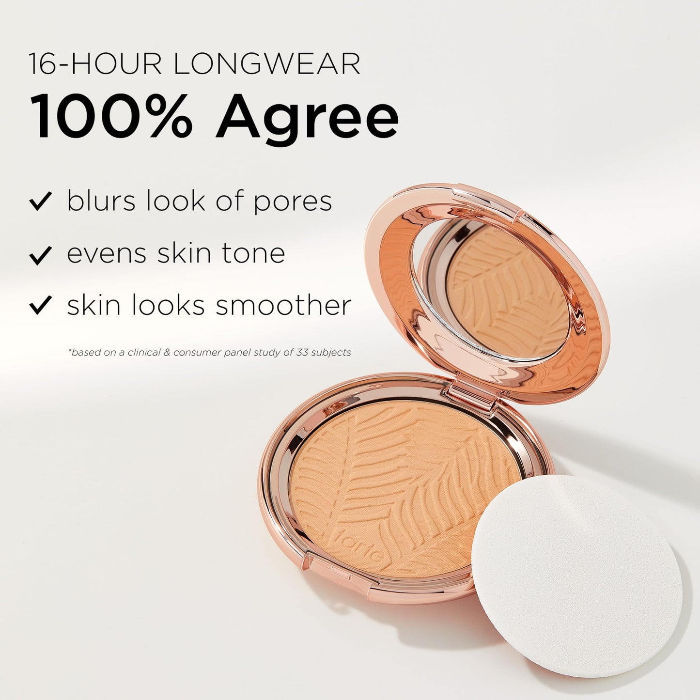 tarte Amazonian clay blurring powder foundation - Buildable Light-to-Medium Coverage, Natural Matte Longwear Finish, Blurs look of Pores, Vegan & Cruelty-Free, full size, 57N rich neutral