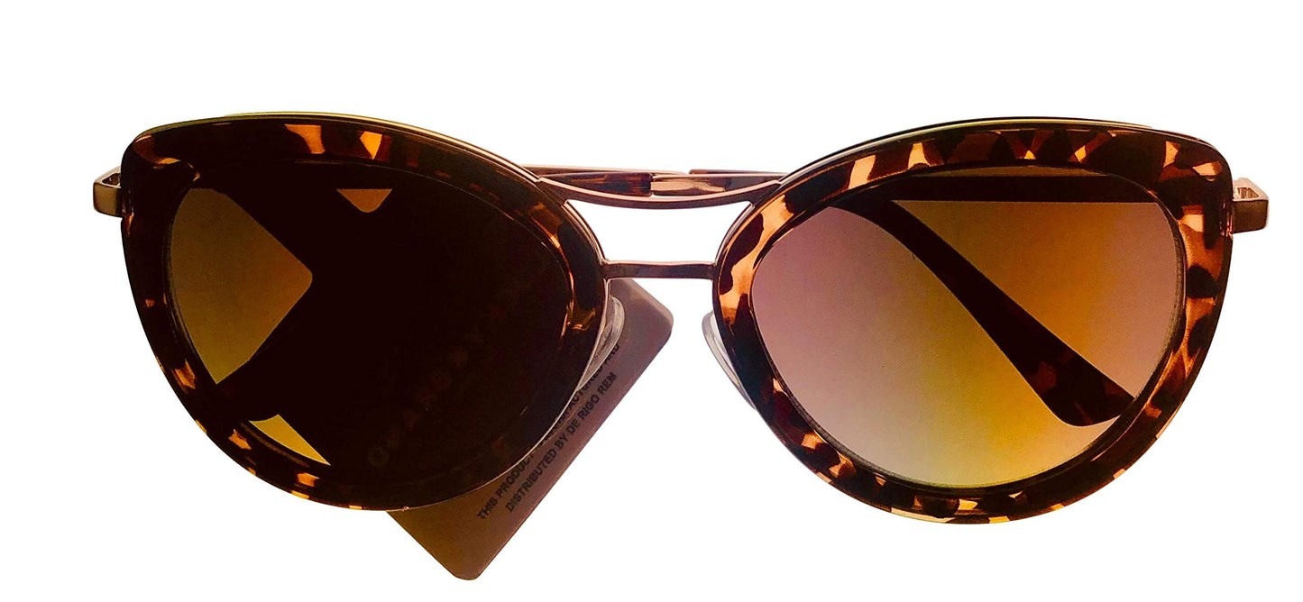 Lucky Brand Womens Tortoise Plastic Cateye Sunglass, Brown Lens Luna