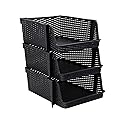 Advantus Nest and Stack Open Lid Storage Bin, Black, 3/Pack (39221)