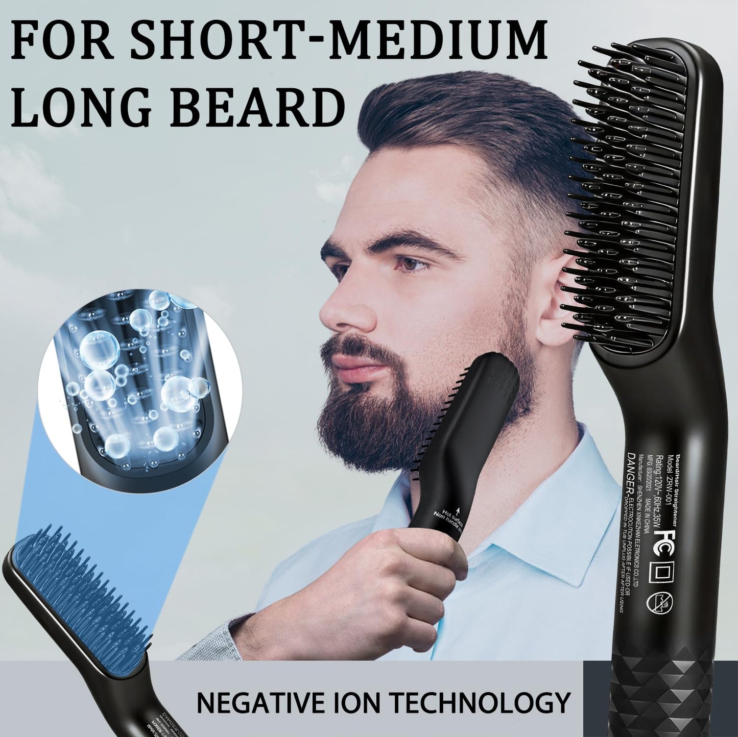 Beard Straightener for Men,Premium Heated Beard Brush Kit w/Dual Voltage Travel-Friendly,Auto Shut-Off,Anti-Scald Feature,Dual Action Hair Comb Beauty and Personal Care XIKEZAN