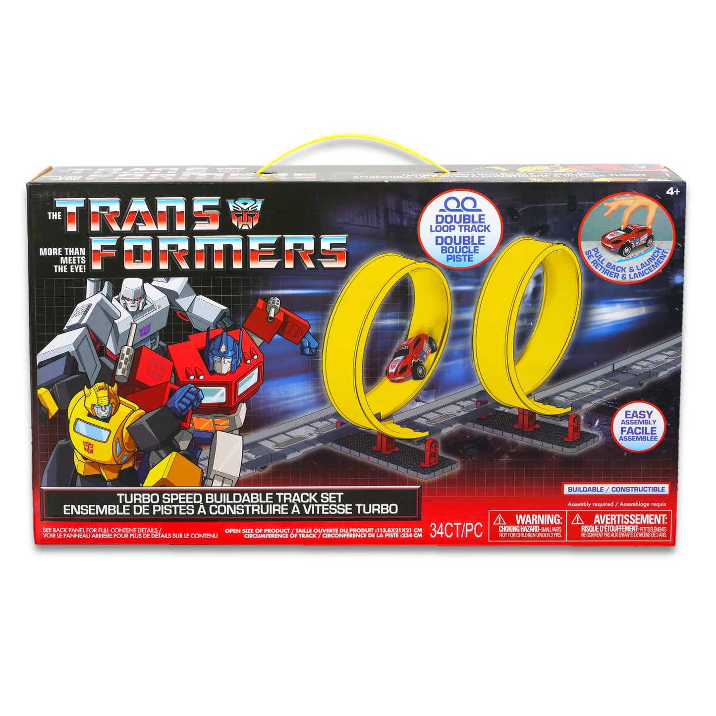 Transformers Race Track and Toy Car Set - Bundle with Racecar Play Set with Toy Cars, Track, Stickers, More | Transformers Racing Kit for Boys