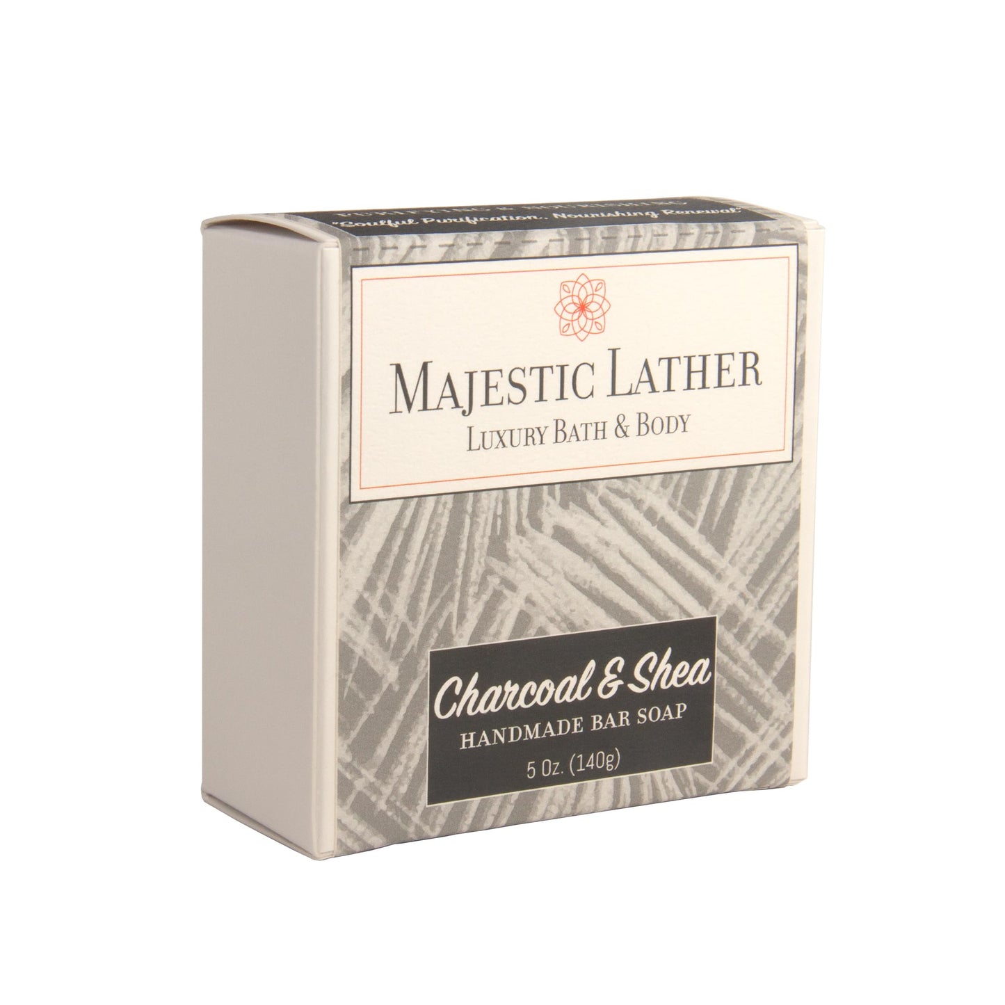 Majestic Lather Activated Charcoal & Shea Butter Luxury Bar Soap for Face, Body, Oily & Sensitive Skin, Eczema, Psoriasis and ACNE. Purifying