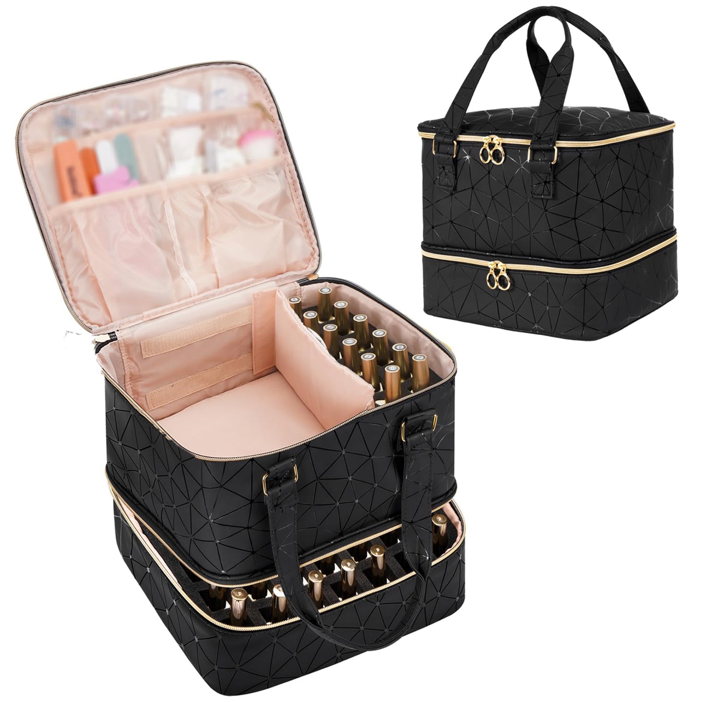 Uross Nail Polish Organizer Bag Holds 54 Bottles Nail Polish & Nail Lamp, Gel Nail Polish Organizers and Storage box for Nail Tech, Nail Kit Supplies Beauty and Personal Care Uross Default Title