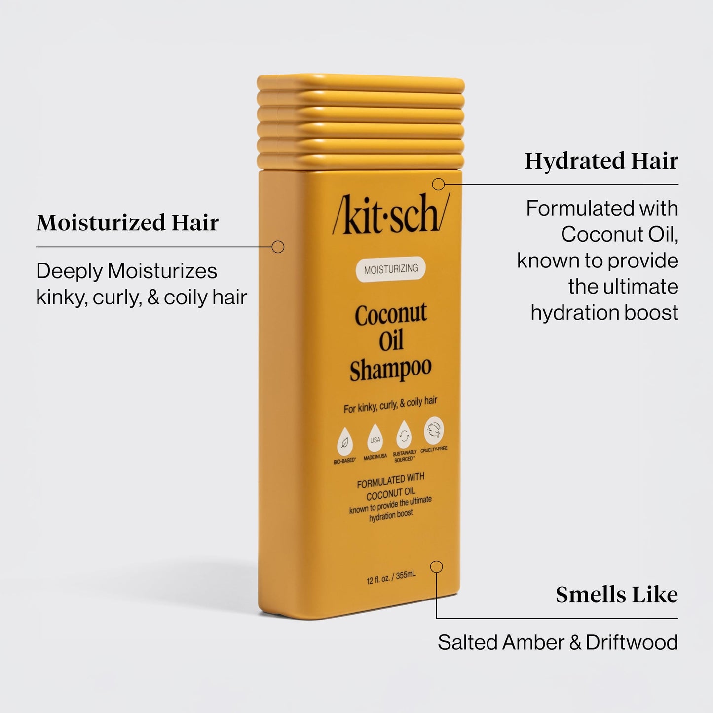 Kitsch Moisturizing Coconut Oil Liquid Shampoo and Conditioner Set for Women & Men - Coconut Oil Hair Care for Curly, Coily & Kinky Hair - Deep