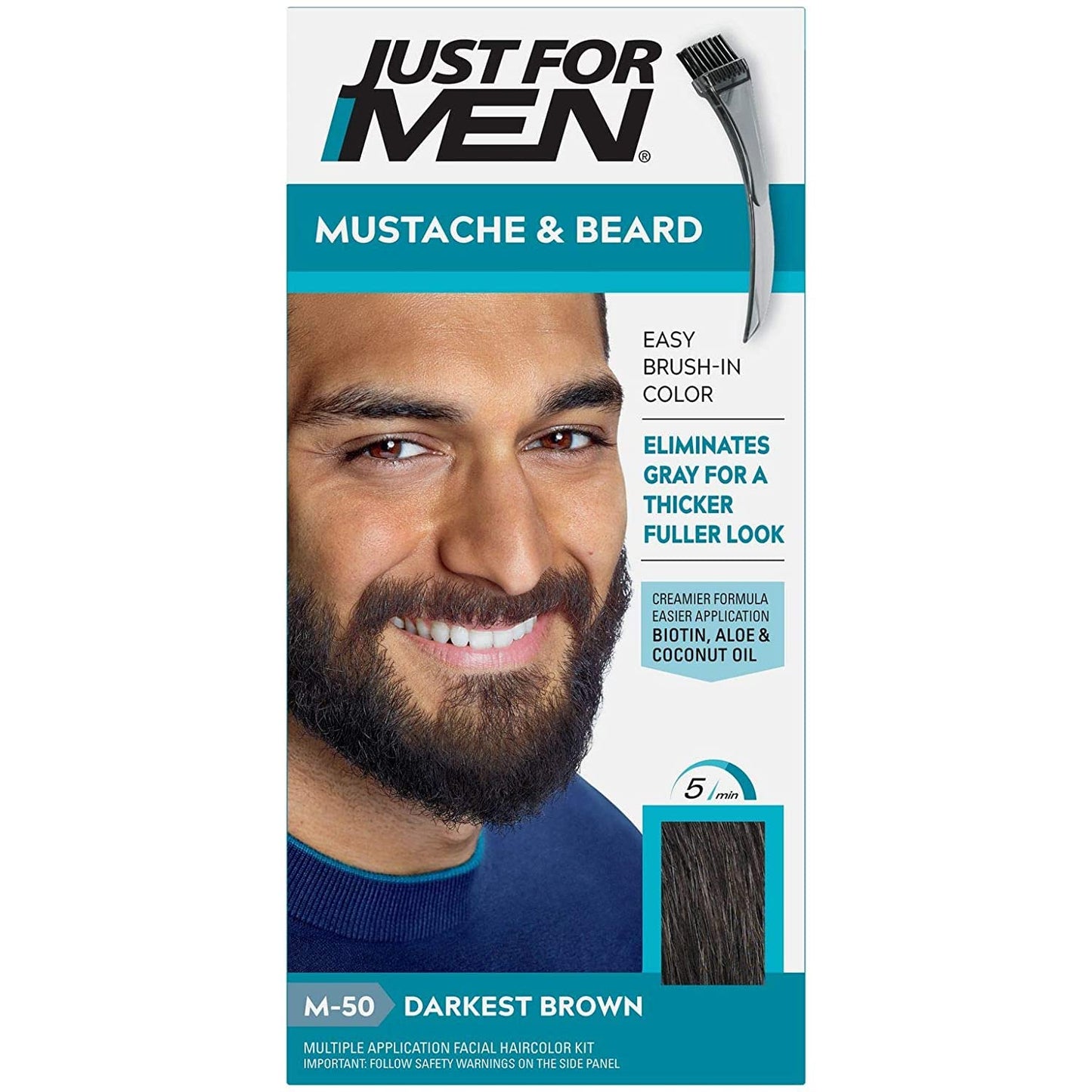 JUST FOR MEN Color Gel Mustache & Beard, M-50 Darkest Brown 1 ea (Pack of 4)
