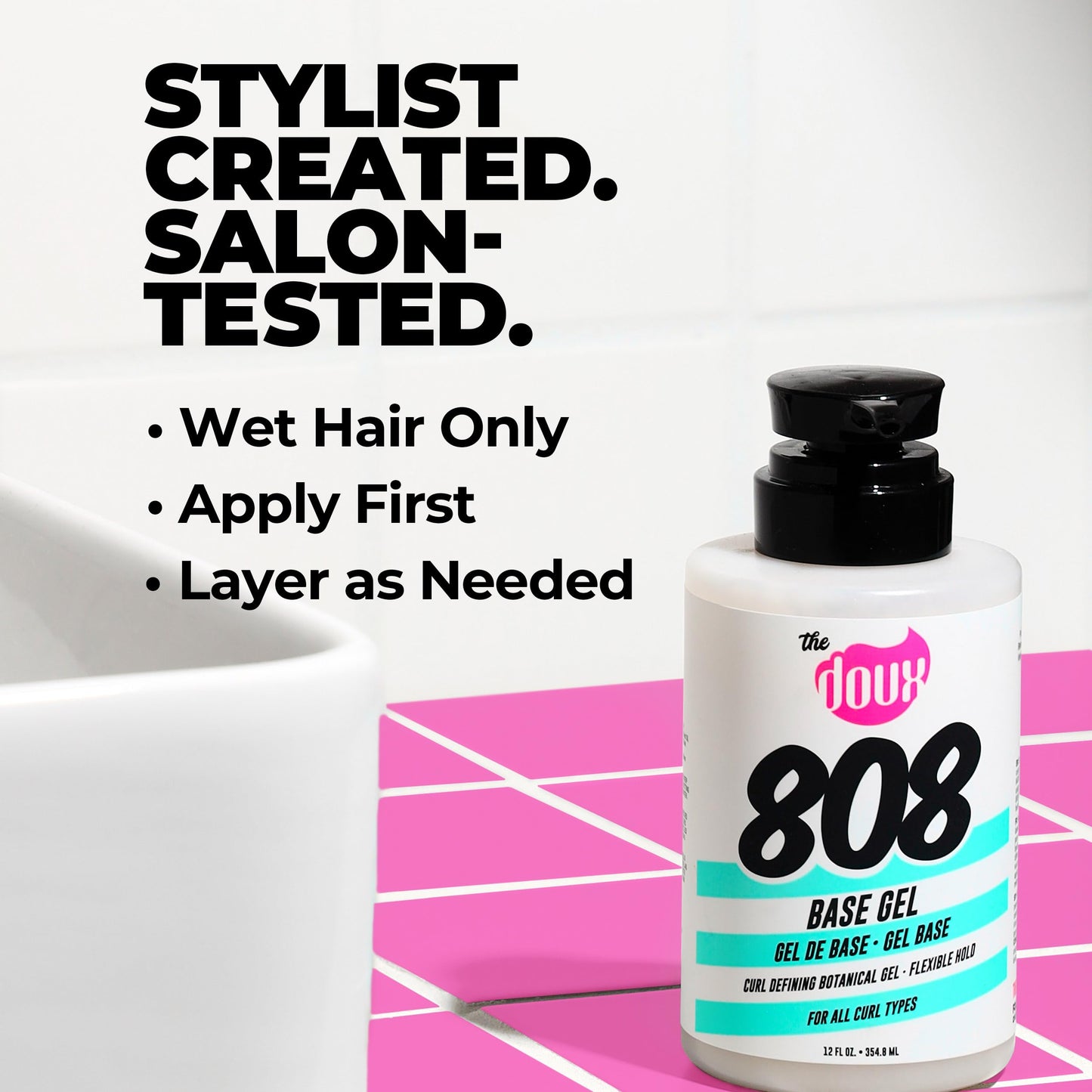 The Doux 808 Base Gel - Curl Defining Gel - Flexible Hold - For All Curl Types - Curly Hair Products for Women and Men - With Honey and Aloe