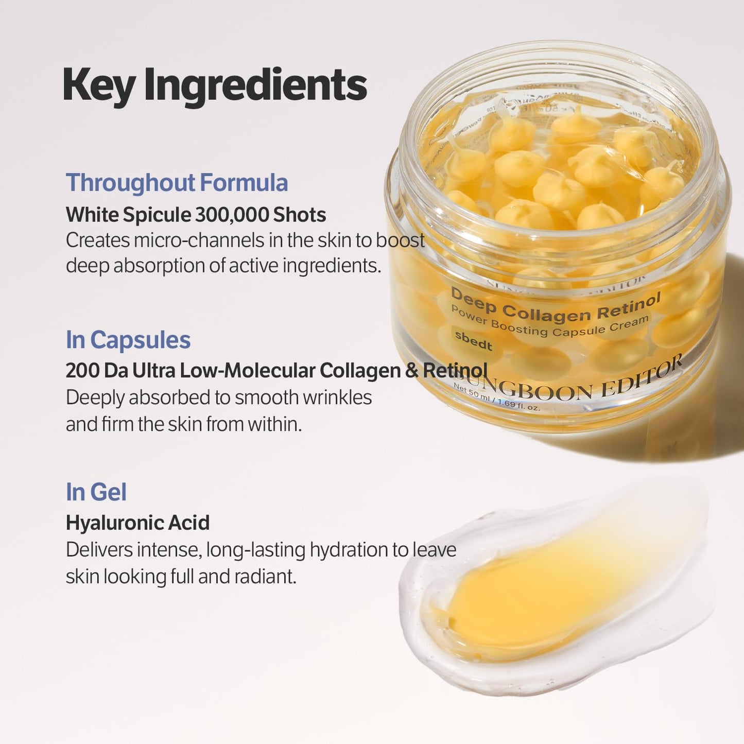 SUNGBOON EDITOR Deep Collagen Retinol Capsule Cream, Firm-Looking Moisturizer for Fine Lines & Dry Skin, with Copper Peptide, White Spicules Beauty and Personal Care SUNGBOON EDITOR