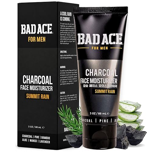 BAD ACE Daily Men's Face Moisturizer for Oily Skin, Premium Korean Skin Care Hydrating Facial Cream, Charcoal Face Lotion with Natural Extracts, Men’s