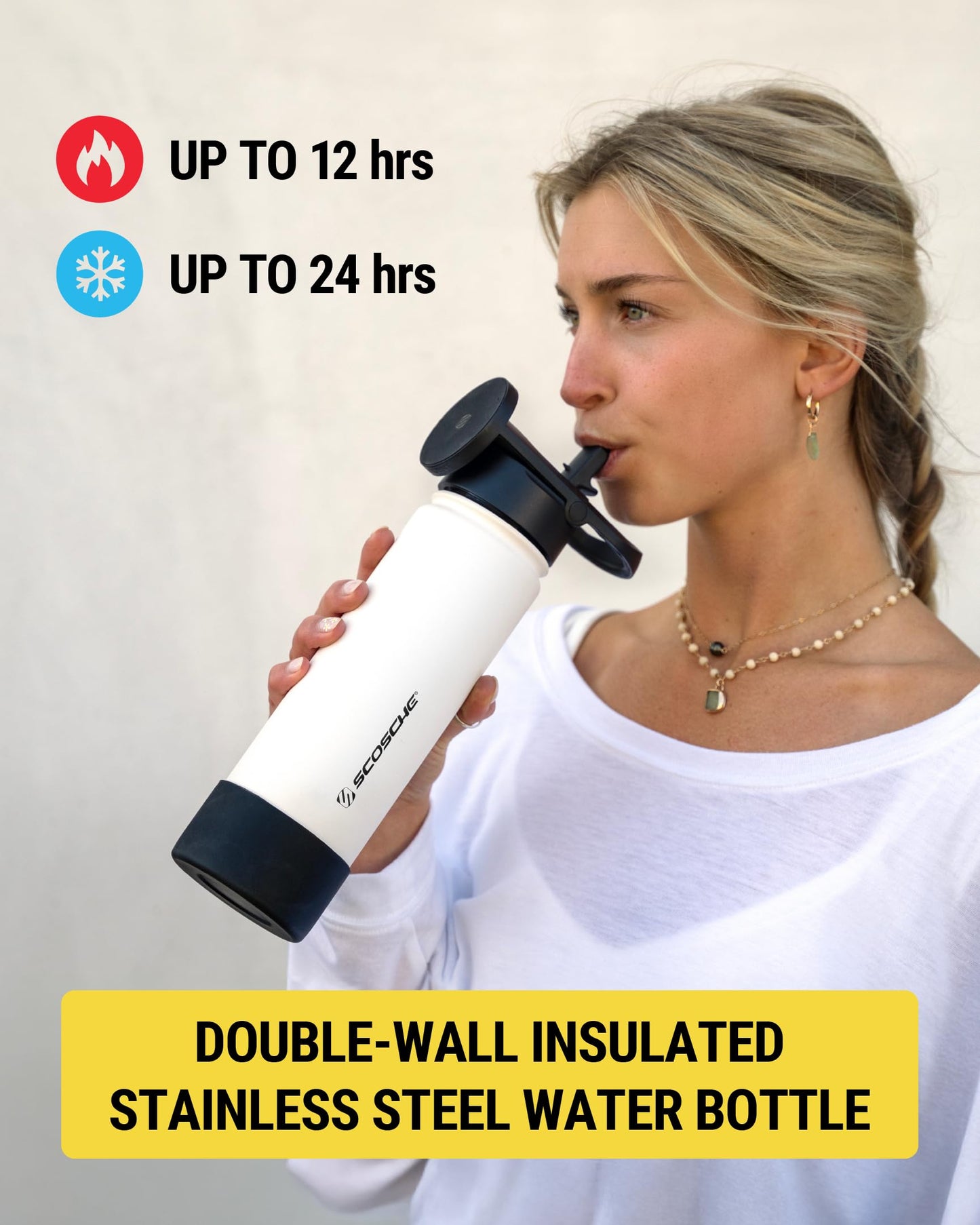 Scosche MFMS22 MagicMount Flask 22 oz Stainless Steel Water Bottle with MagSafe Phone Mount Stand, 12H Hot & 24H Cold Insulated Flask with Magnetic