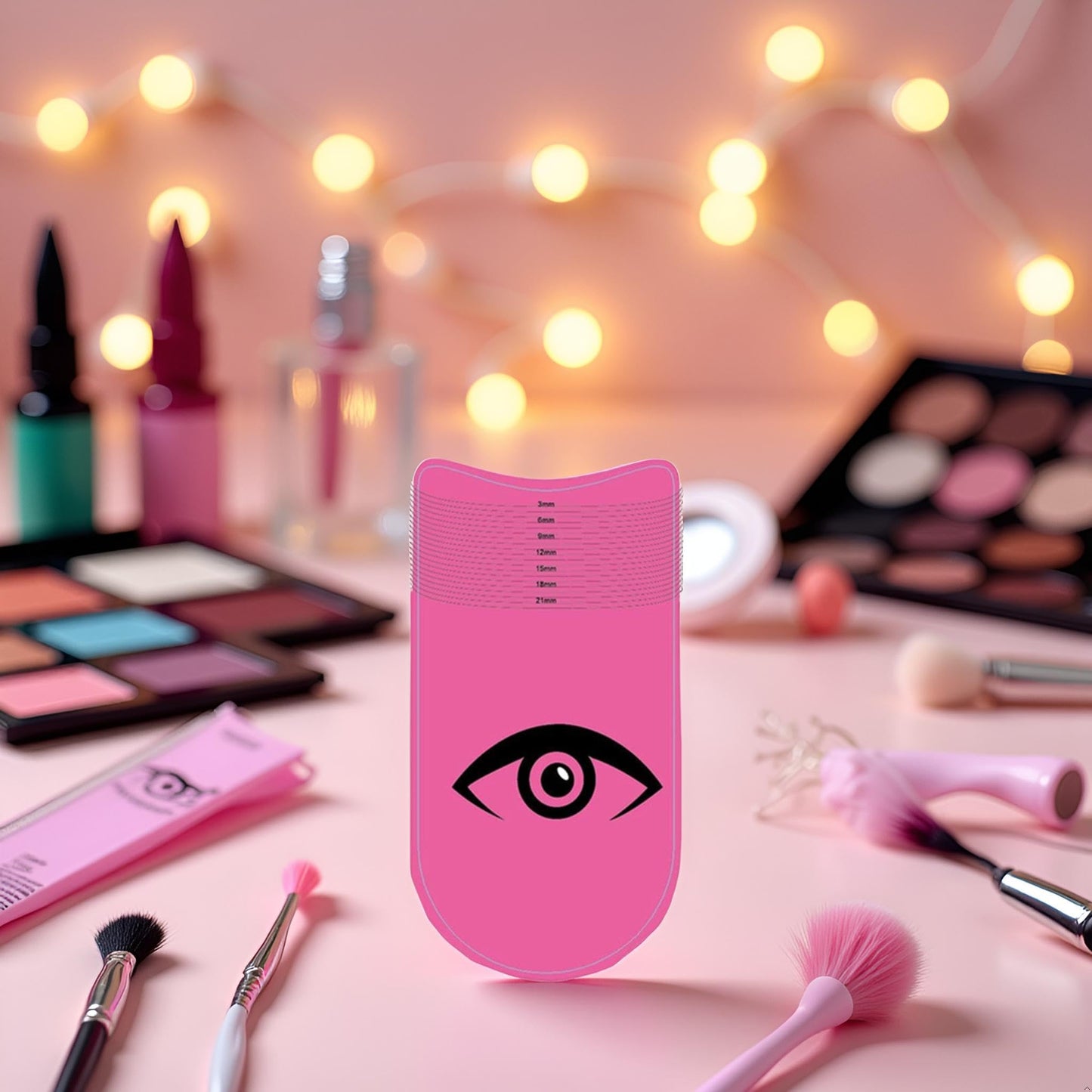 Pink Eyelash Ruler,Eyelash Stencils Ruler for Measure Eyelashes LengthEyebrow Lash Measuring Tool Beauty Tools Professional Eyelash Stencils Ruler