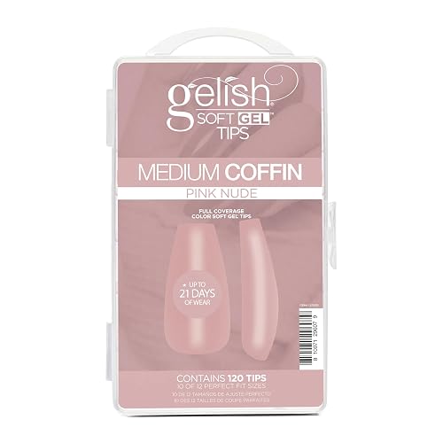 Gelish Nude Soft Gel™ Tips Press on Nails Extension - Pink Nude Medium Coffin, 120 Count Beauty & Personal Care Gelish