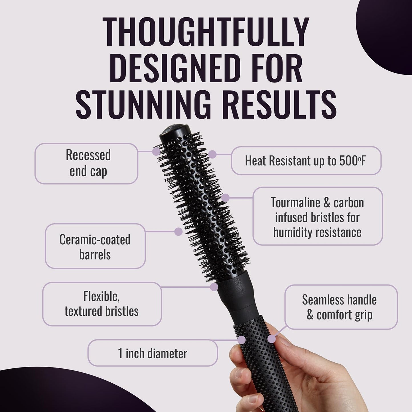 ERGO Ceramic Ionic Round Brush for Blow Out - Salon Quality Hair Brushes for Women - Roller Brush for Blow Drying, Wet and Dry Hair Styling