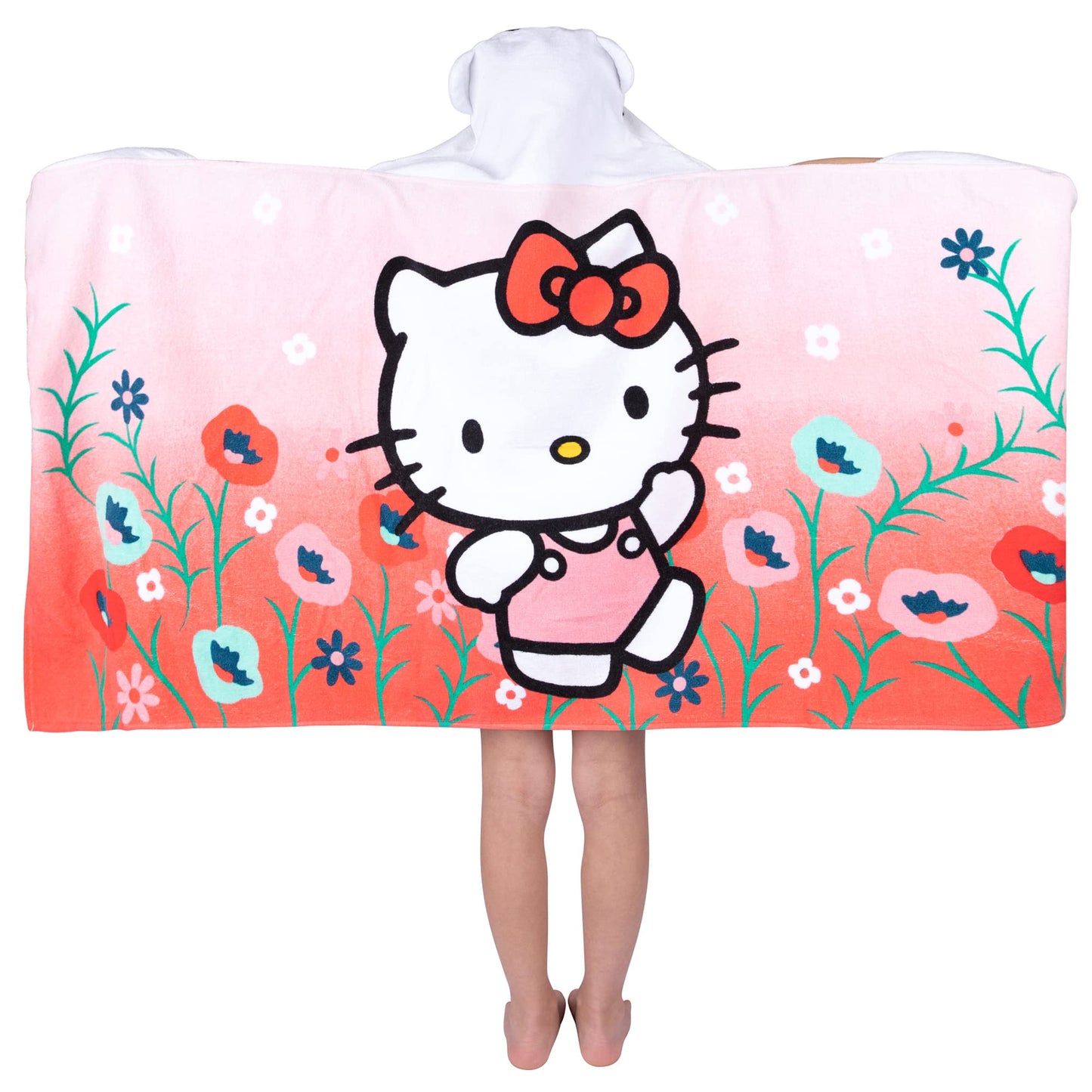 Hello Kitty Bath/Pool/Beach Soft Cotton Terry Hooded Towel Wrap, 24 in x 50 in, By Franco Kids