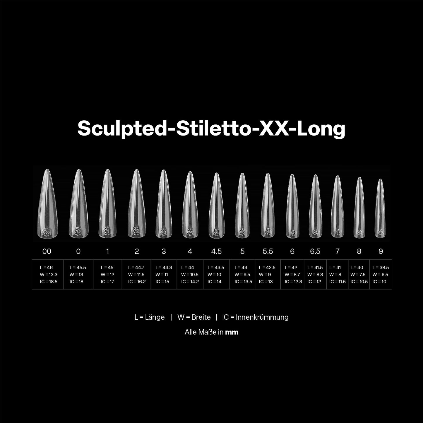 Apres Gel-X Sculpted Box of Nail Tips, 14 Sizes 00-9, Soft Gel Tip Box (210pcs) (Sculpted Stiletto Extra Extra Long, 210) Beauty & Personal Care APRÉS