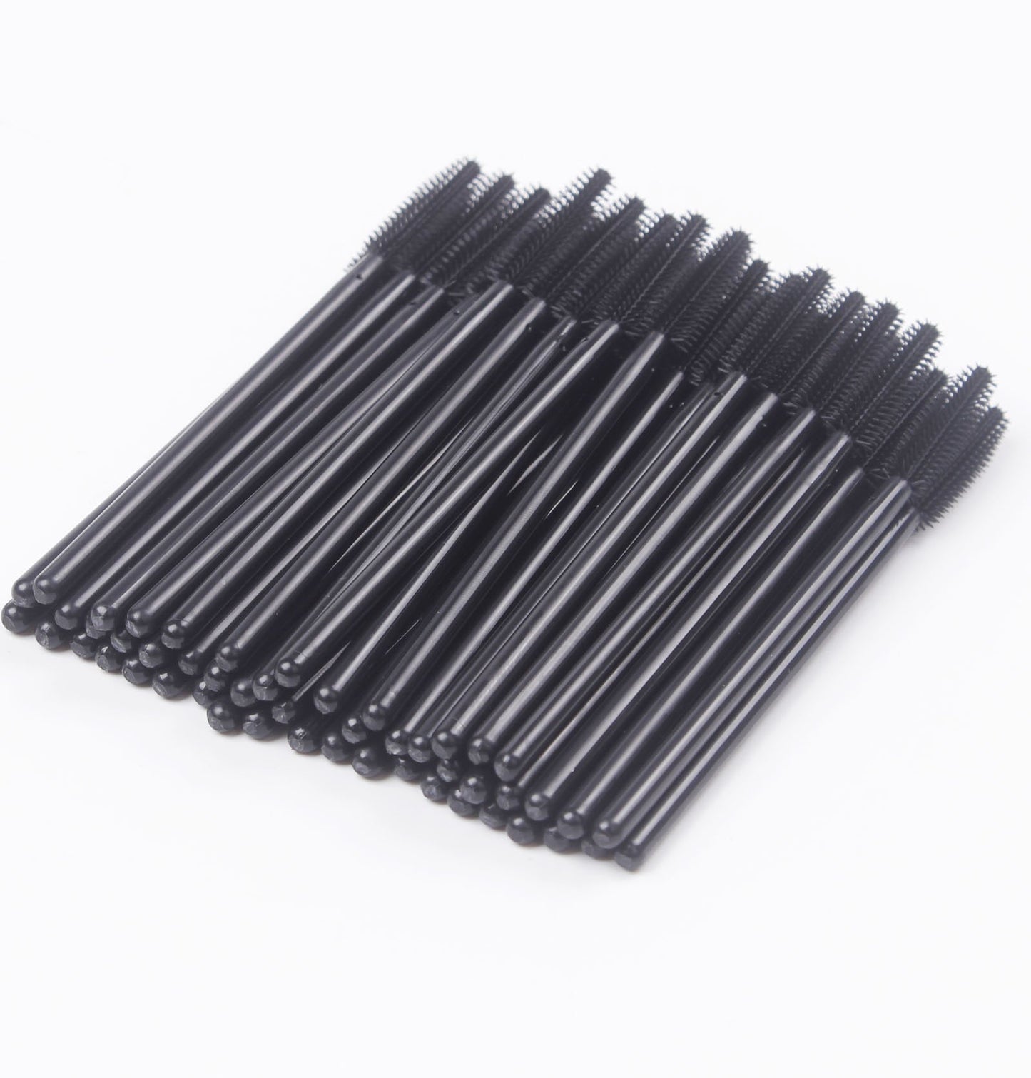 BIHRTC Pack of 100 One-Off Disposable Silicone Eyelash Mascara Brushes Wands Applicator Eyebrow Brush Makeup Tool Kit Set (Tower Shape - Black)