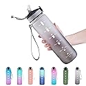 EYQ 32 oz Water Bottle with Time Marker, Carry Strap, Leak-Proof Tritan BPA-Free, Ensure You Drink Enough Water for Fitness, Gym, Camping, Outdoor…