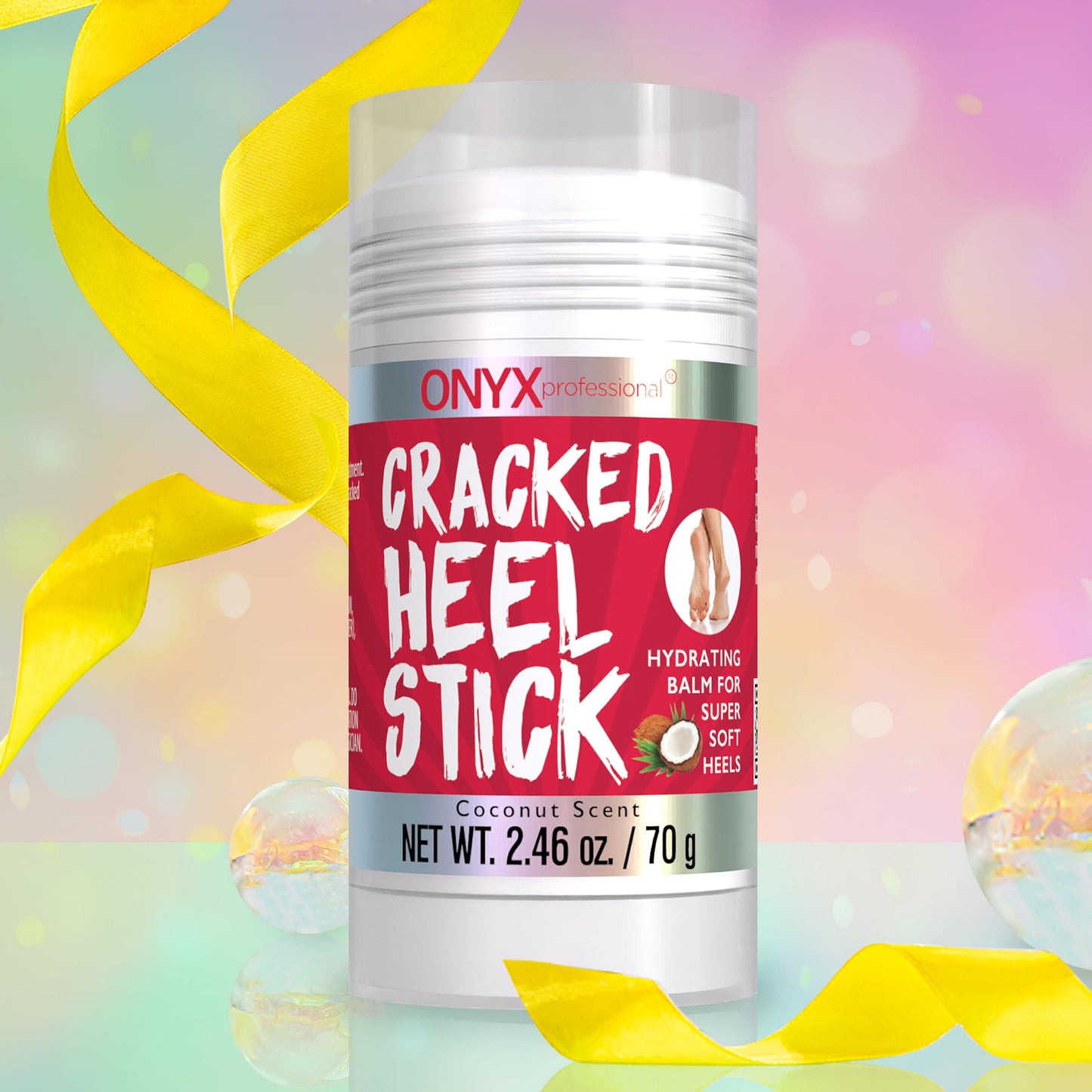 Onyx Professional Cracked Heel Repair Balm Stick for Dry Cracked Feet Treatment, Coconut Scent, 1 pack - Moisturizing Foot Balm, Rolls On, No Mess