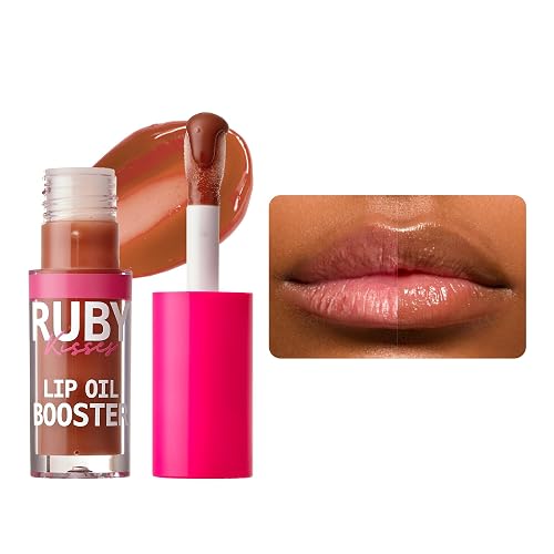 Ruby Kisses Lip Oil Booster, Hydrating Lip Gloss with Nourishing Natural Oil Blend, Jumbo Wand for Easy Application, Non-Sticky Formula (Honey