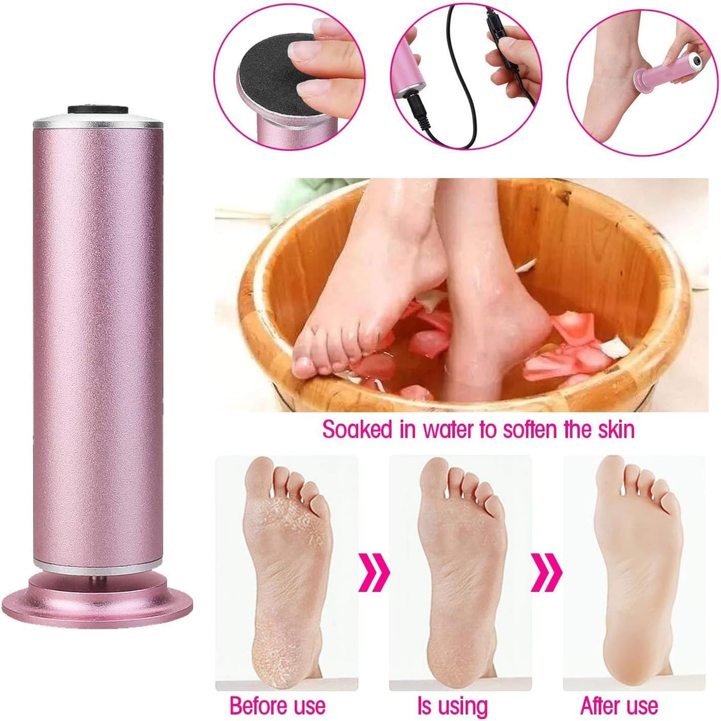 Ravifun Electric Foot File Callus Remover, Professional Calluses Remover for Feet with 60pcs Sandpaper Discs, Adjustable Speed Control Pedicure Tool
