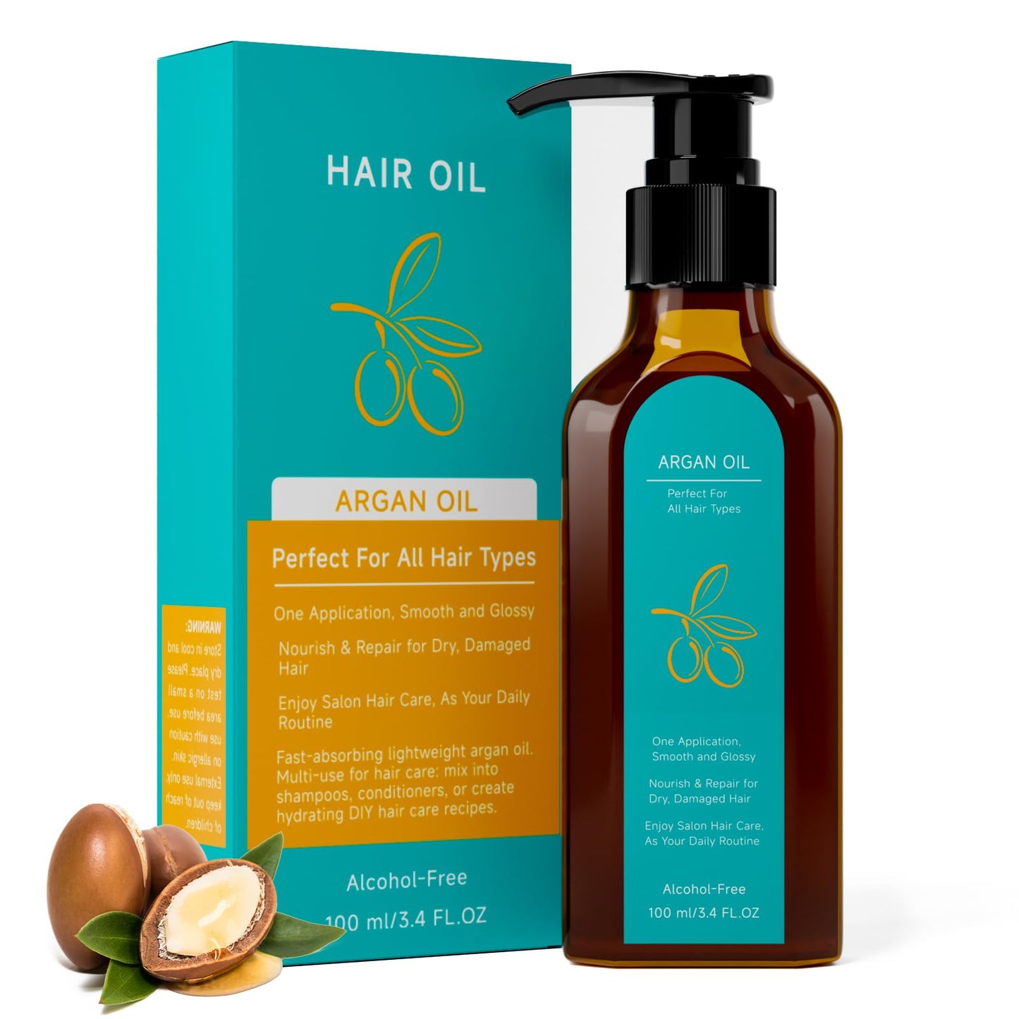 Outccogo Moroccan Argan Oil, Hair Oil for Frizzy Hair, Nourishing Smooths Moroccan Hair Oil for Frizz Control Curly Long Dry Damaged Curly Hair