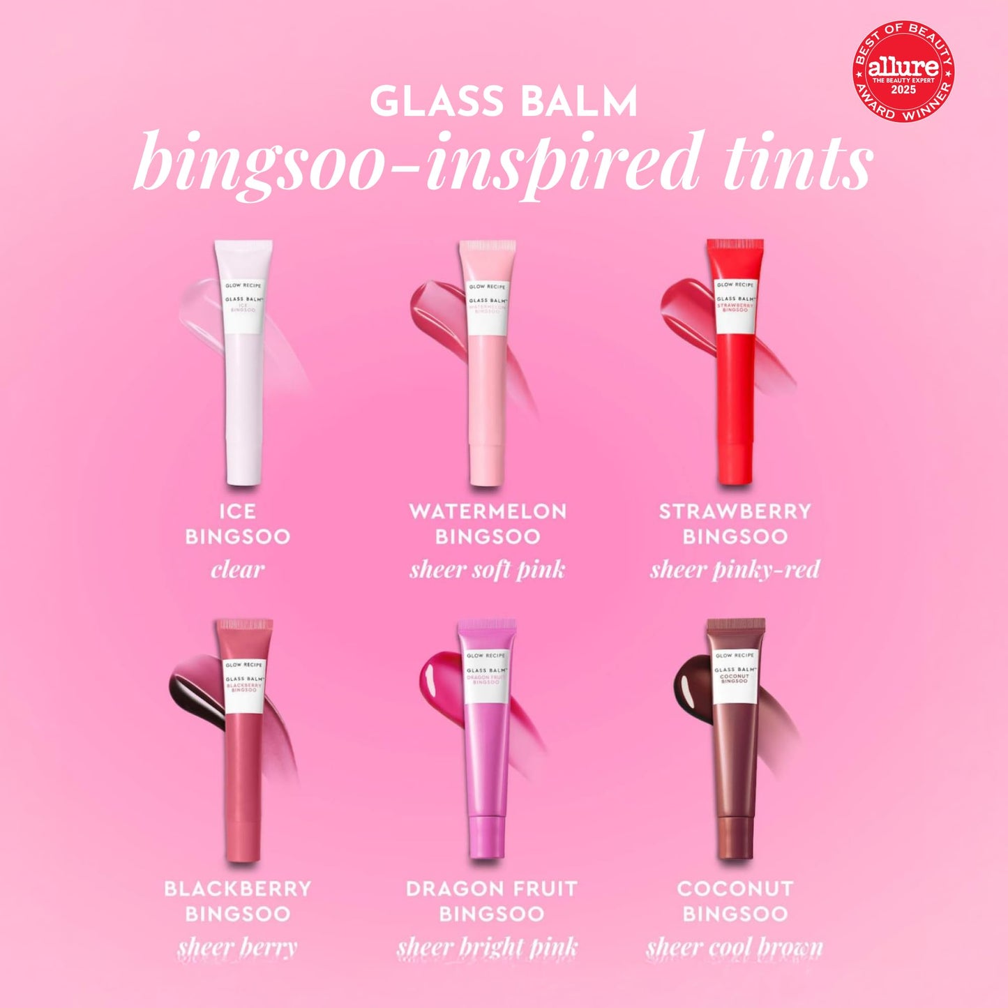 Glow Recipe Glass Balm Lip Treatment - 12Hr Hydrating Lip Balm & Moisturizer with Hyaluronic Acid to Smooth, Plump & Protect from Dryness, High Shine