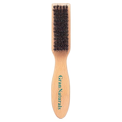GranNaturals Barber Brush for Fades and Clipper Brush Cleaning - Boar Bristle Mini Slick Back Hairbrush Salon & Barber Accessory for Fades, Blades
