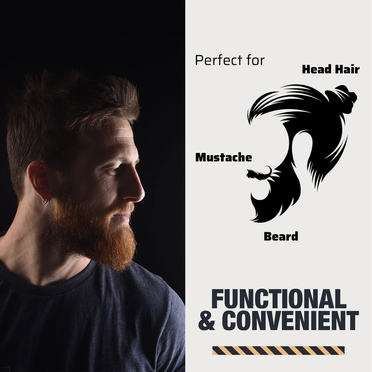 Wooden Beard and Comb Set for Men - Perfect for Beards Head Hair and Mustaches Men's Grooming Kit for Styling, Applying Beard Oils and Balms