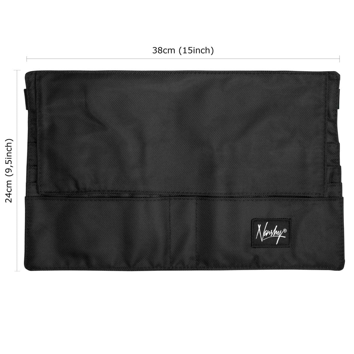 Nanshy Makeup Brush Belt with 28 Pockets & Adjustable Waist Strap for Makeup Artist or Beauty Salon - Professional Brush Belt MUA Kit - (Black, 15" x