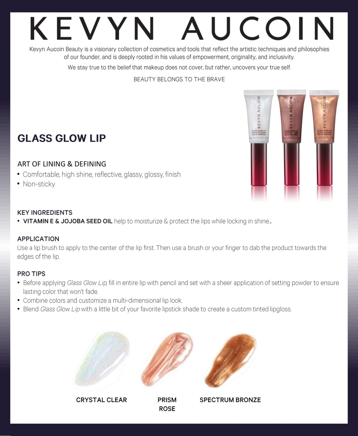Kevyn Aucoin Glass Glow Lip, Crystal Clear: Multi-purpose lip gloss highlighter. 3D reflective glaze, comfortable wearing, non-sticky. Moisturize