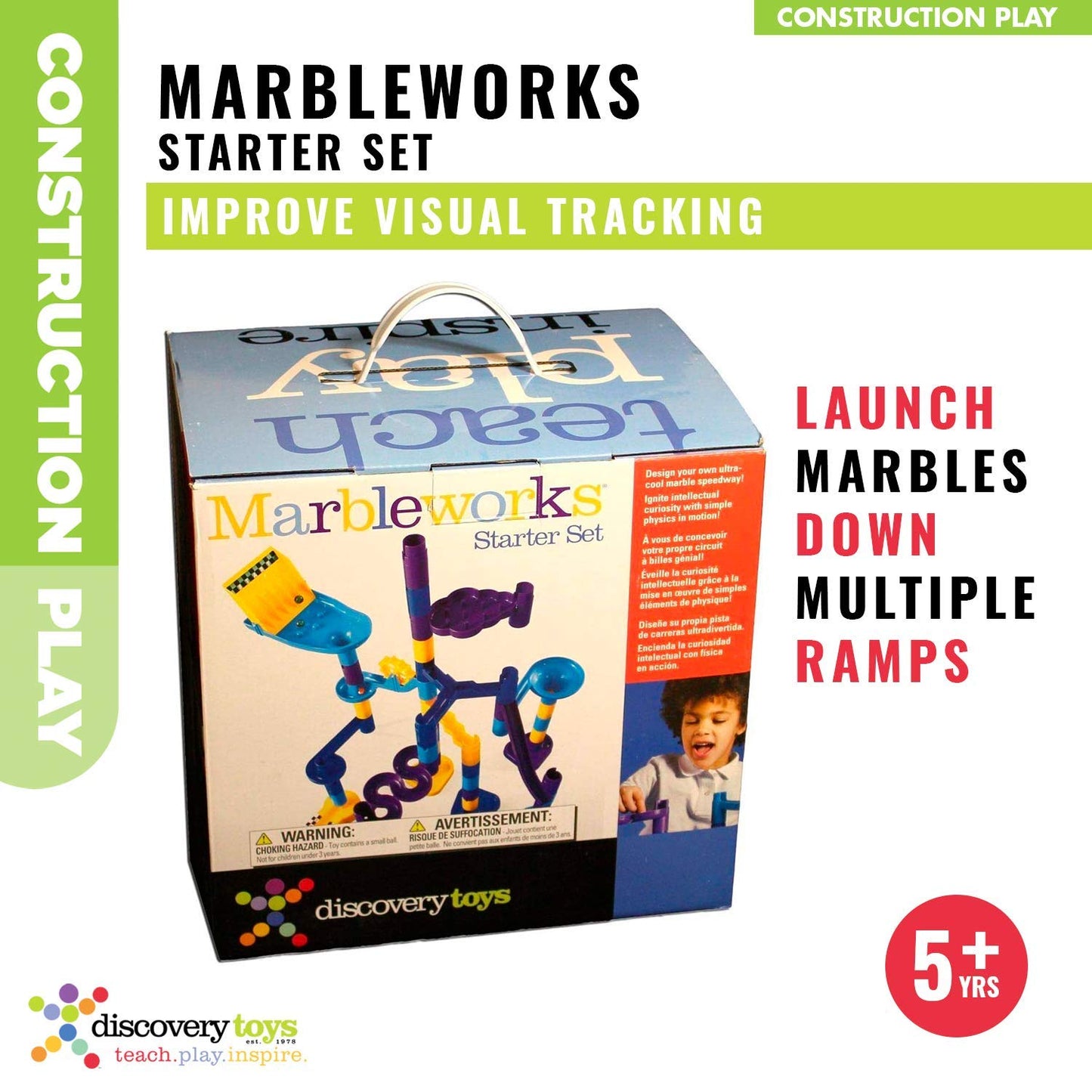 Discovery Toys MARBLEWORKS Marble Run Starter β STEM Educational Building Blocks for Kids Ages 5+, Learning & Development Toy