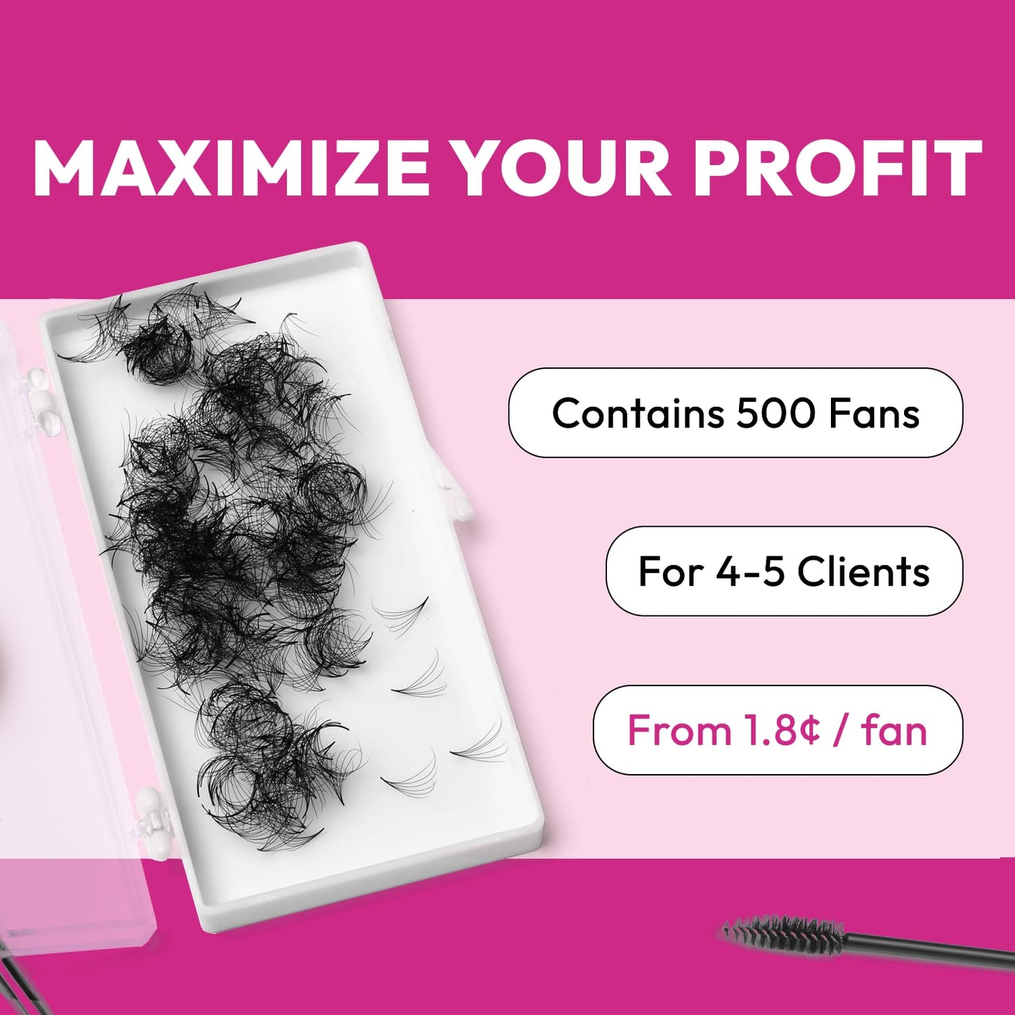 Eyesy Lash 500 Promade Fans - Volume Premade Lash Fans for Eyelash Extensions Pointy Base Handmade Loose Pre Made Eyelashes Middle Stem Soft Beauty and Personal Care Eyesy Lash
