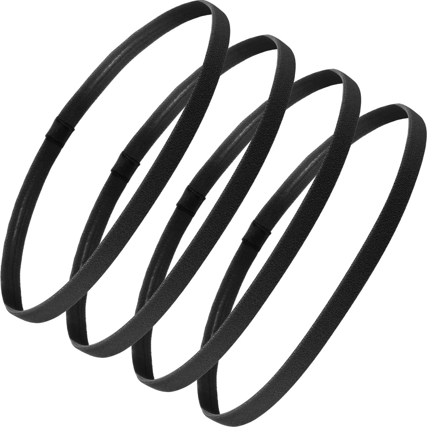 Bememo 4 Pieces Thick Non-Slip Elastic Sport Headbands Hair Headbands for Women and Men (Black) Beauty and Personal Care Bememo Default Title