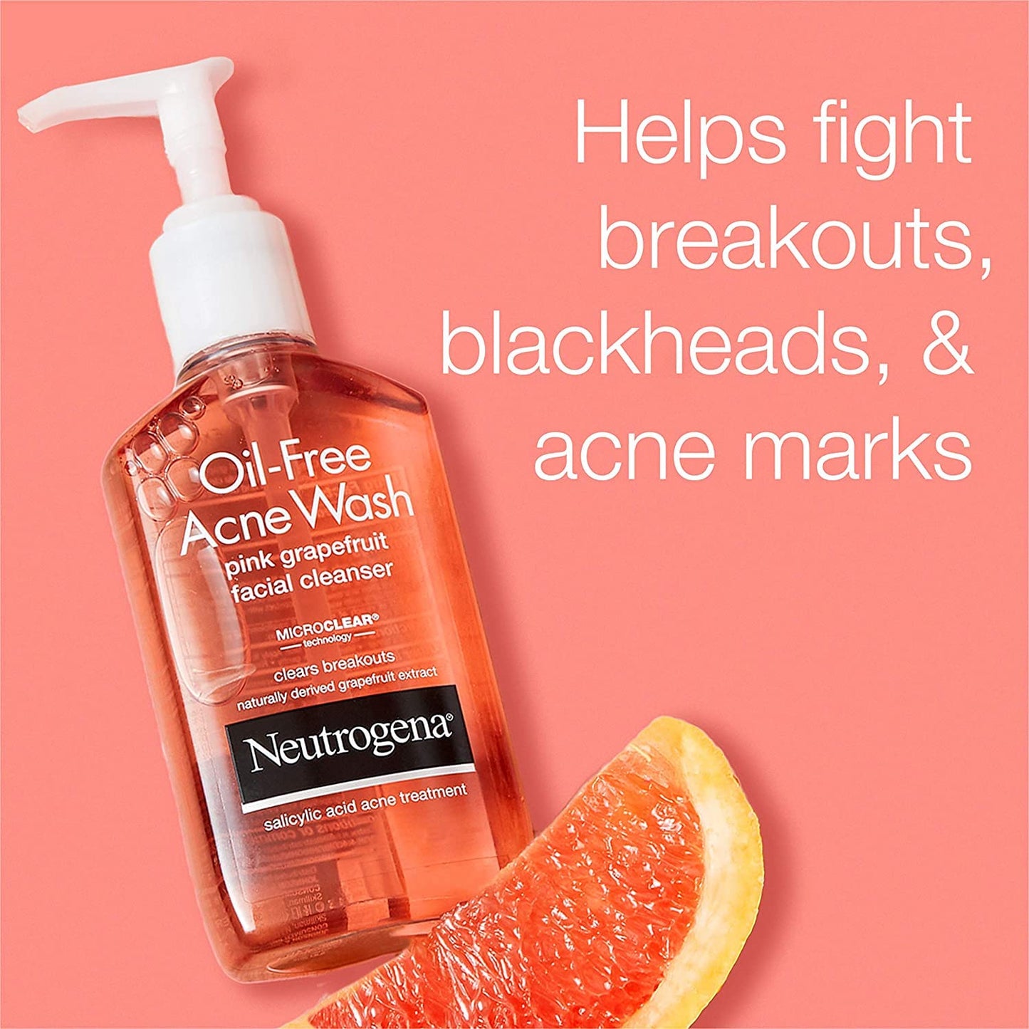Neutrogena Oil-Free Acne Wash Facial Cleanser, Pink Grapefruit, 6 Ounce (Pack of 3)
