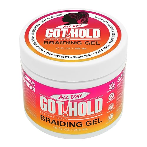 ALL DAY GOT HOLD Braiding Gel for Natural Hair Extreme Hold, Hydrating & Frizz-Free, No Flaking or Drying, High Shine for Braids, Twists, Cornrows